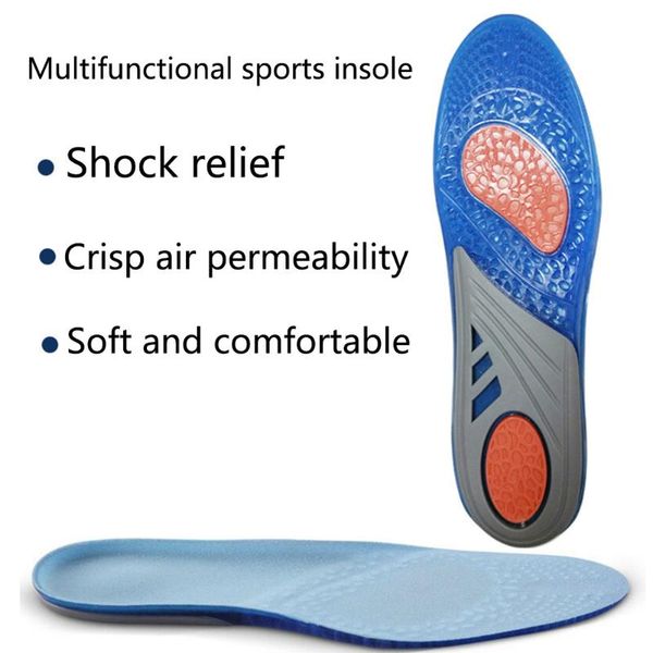 

silicone shockproof inserts breathable running sport shoes insoles soft basketball accessories foot support massaging, Black