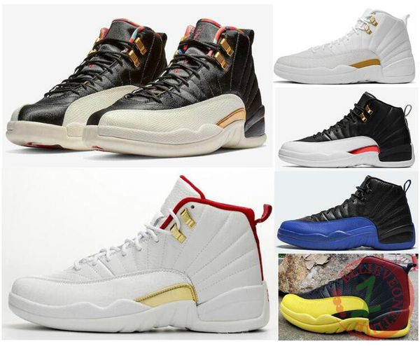 

2019 new 12s fiba cny chinese new year white gold men basketball shoes 12 bumblebee game royal sports sneakers with box