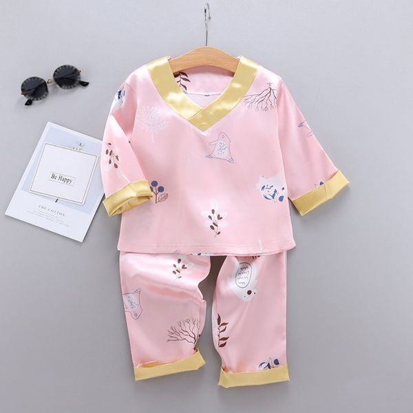 

kids girls boys pajama 2pcs baby sleepwear set print long sleeve blouse +pants pajamas spring autumn, Blue;red