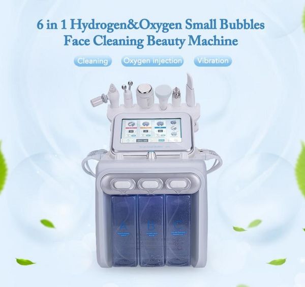 

multi-functional beauty equipment microdermabrasion skin care dermabrasion machine water peeling with 6 handles, Black;white