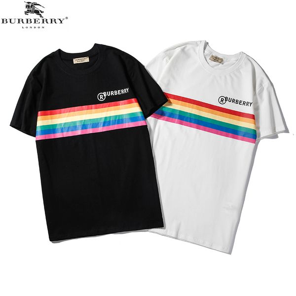 

designer t shirts for mens 2019 new arrival rainbow letters printed fashion tshirts men luxury tee casual mens clothing, White;black