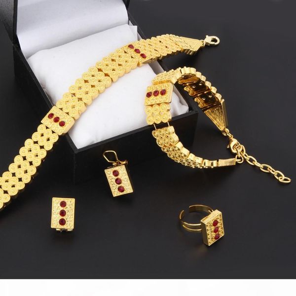 

new arrival ethiopian jewelry 24k real gold gf neck chokers necklace bracelet earring ring sets eritrea habesha africa women heavy thick, Black