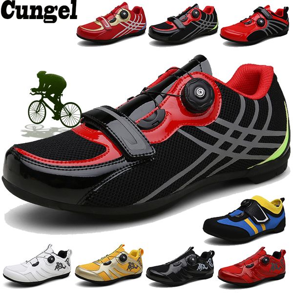 

cungel breathable pro self-locking cycling shoes road bike bicycle shoes ultralight athletic racing sneakers zapatos ciclismo, Black