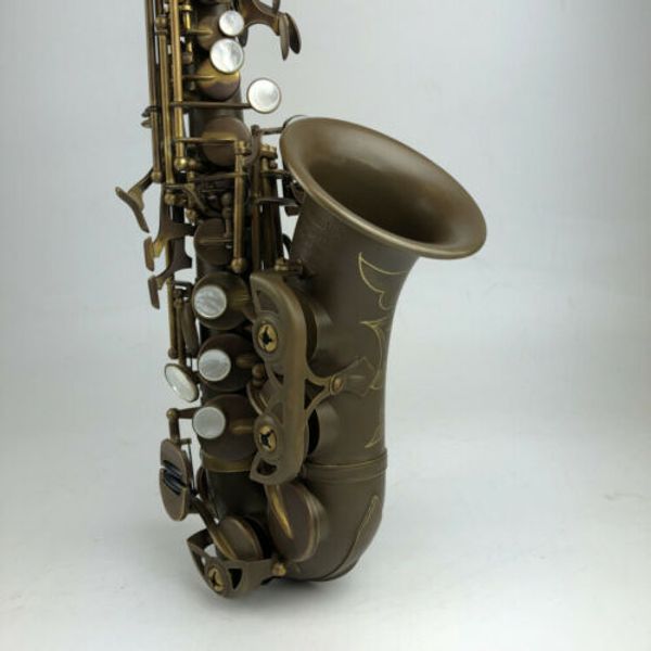 

new antique copper soprano saxophone bb curved saxofone high f# with case good condition custom b flat sax