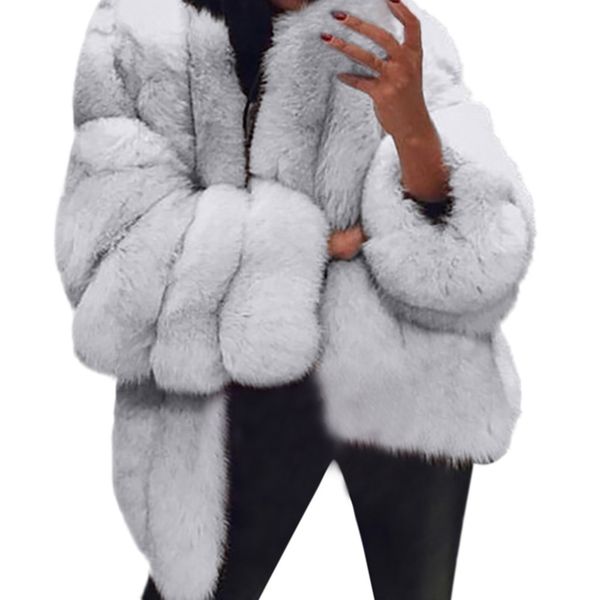 

new women's faux fur coat fashion winter warm faux fur long sleeve coat plus outwear spring fall casual jackets, Black