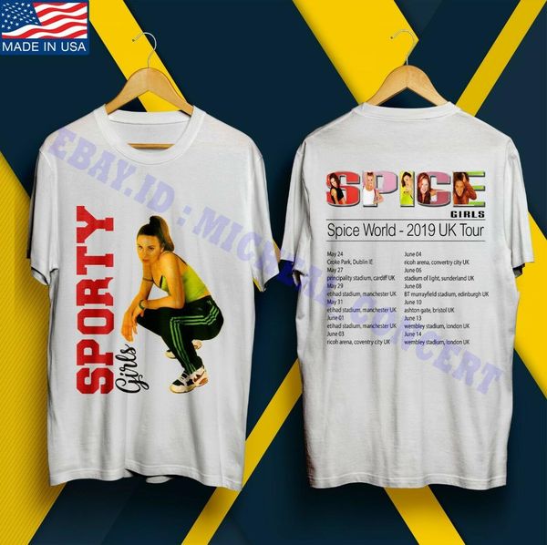 

new spice girls sporty tour dates 2019 uk dates men's/ t shirt size m-3xl short sleeves cotton t shirt tee, White;black