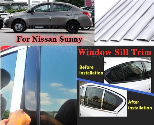 

puou high-quality car full window pillar trim cover stainless steel chrome decoration for sunny car styling