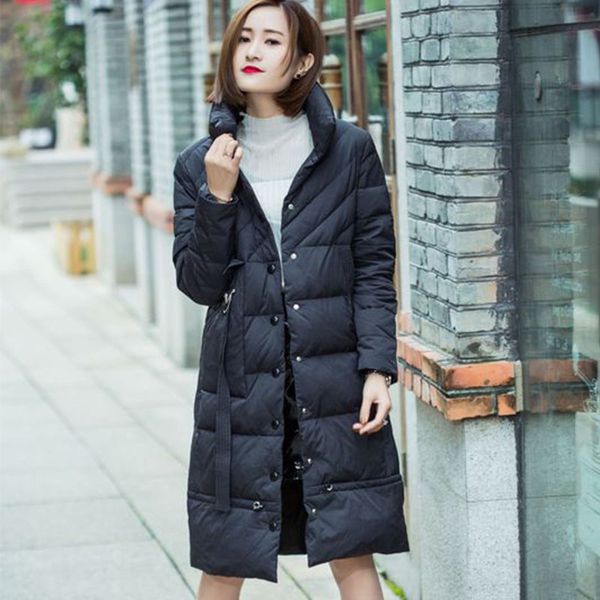 

women's long cotton jacket winter thick hooded, Black