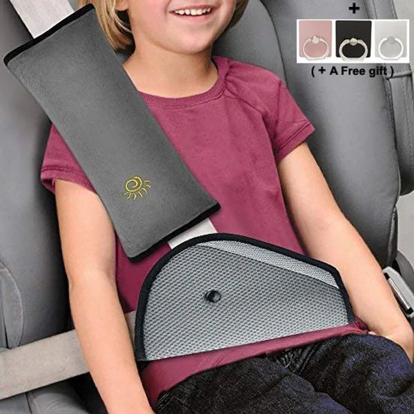

2pcs seat belt pillow and kids seatbelt adjuster set soft neck support headrest neck protection