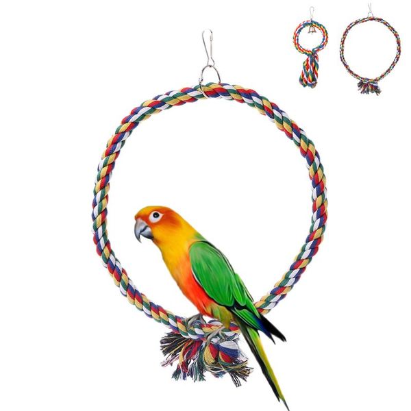 

pet bird parrot swing toy hanging cage cotton rope chew bites toys for parakeet cockatiel cockatoo conure bird supplies s/l c42