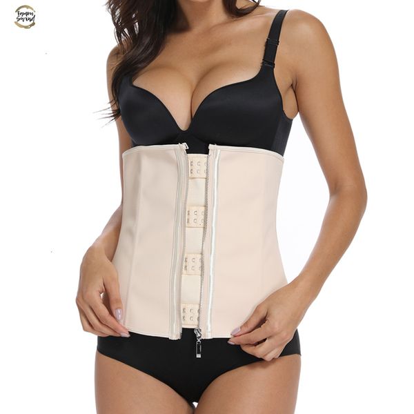 

women shapewear body shaper latex waist trainer faja slimming belt tummy shaper steel boned girdle waist cincher fajas mujer, Black;white
