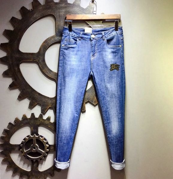 

люксовый бренд дизайнер мужские джинсы джинсовая мода br вышивка брюки хип-хоп мужские жан мотоцикл велосипед джинсы high street trend дизай, Blue