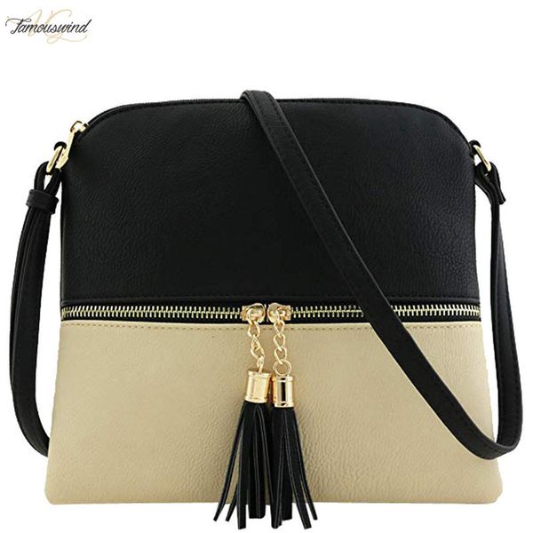 

fashion women leather crossbody bag hit color tassel shoulder bags women handbag zipper messenger bag no28