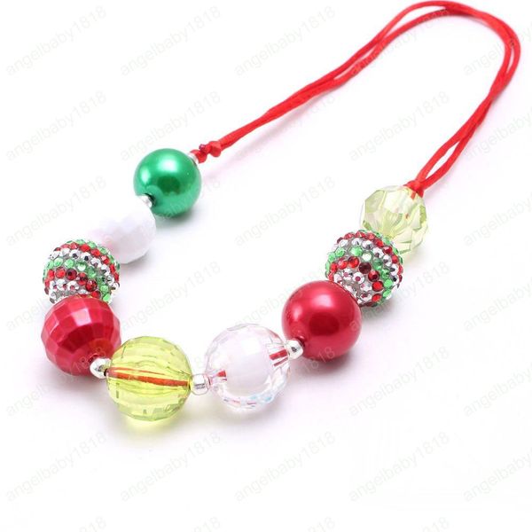 

adjusted rope kid chunky necklace christmas style bubblegume bead chunky necklace jewelry for baby kid girl, Red;brown