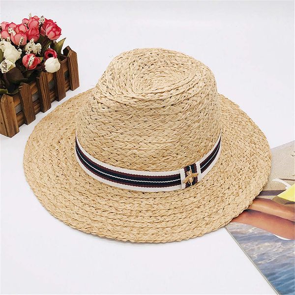 

little bees designer hats caps men womens wide brim luxury hats summer beach hat brand cap new arrived grass hat high quality, Blue;gray