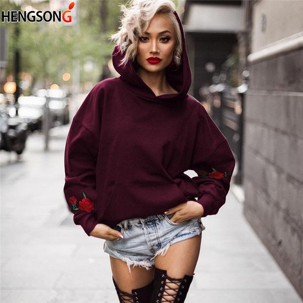 

2019 spring women hoodie sweatshirt long sleeve hooded sweatshirt boyfriend style casual harajuku embroidery hoodies pullovers, Black