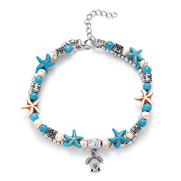 

10pcs / серия горячее vintage sea star tortoise браслет для женщин мужчин двухслойный бисера браслет boho ювелирные изделия шарм браслеты, Golden;silver