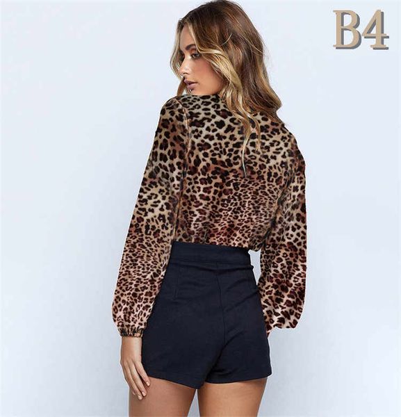 

fashion women's jumpsuits wholesale spring large size new v-neck leopard print long-sleeved jumpsuit for women brand lady'sb4, Black;white