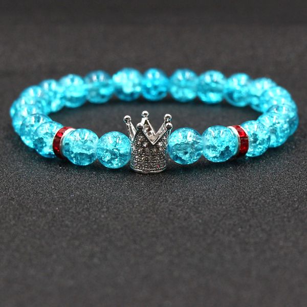 

2019 blue lava natural stone beads bracelets for women vintage design volcanic rock crown bead strand bracelet men jewelry gifts, Black