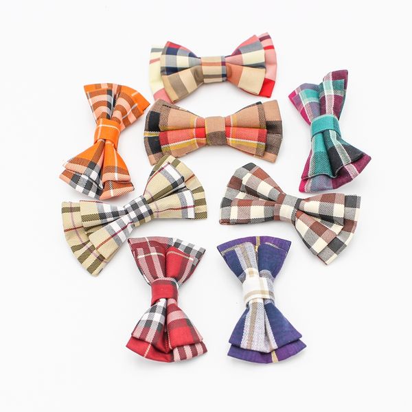 

new plaid bow ties for children neckwear adjustable tuxedo boys girls bow tie for party causal cotton bowties, Black;gray
