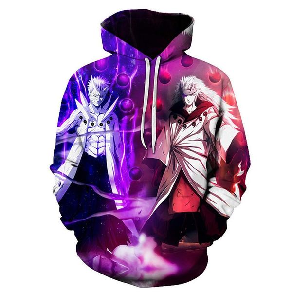 

hoodies casual 3d print naruto sweatshirt harajuku man funny hooded coats 2019 hip hop plus size hoody men women outwear, Black