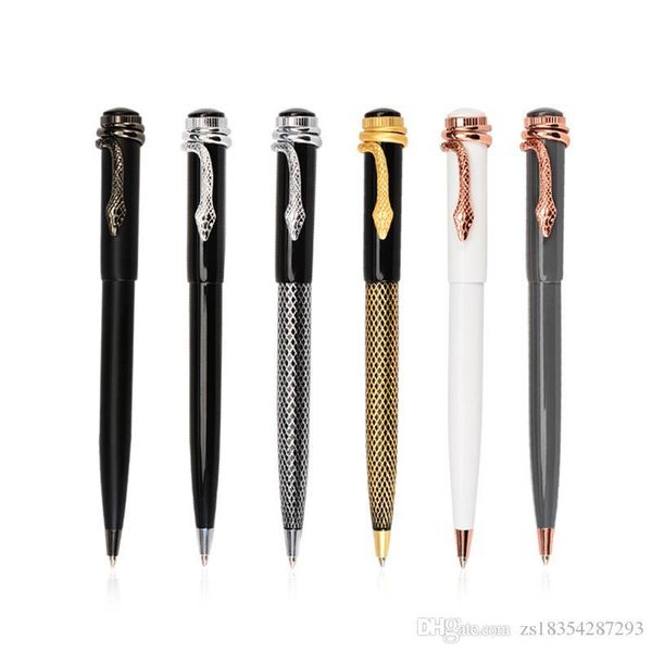 

2019 новый дизайн люкс pen 6 цвет snake head стиль металл шариковая ручка творческий подарок волшебное перо моды школа товары для офиса, Blue;orange