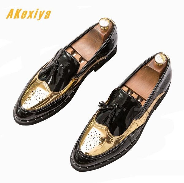 

designer new mixed color tassels pointed slip-on oxfords shoes wedding flats dress homecoming prom formal shoes zapatos hombre, Black