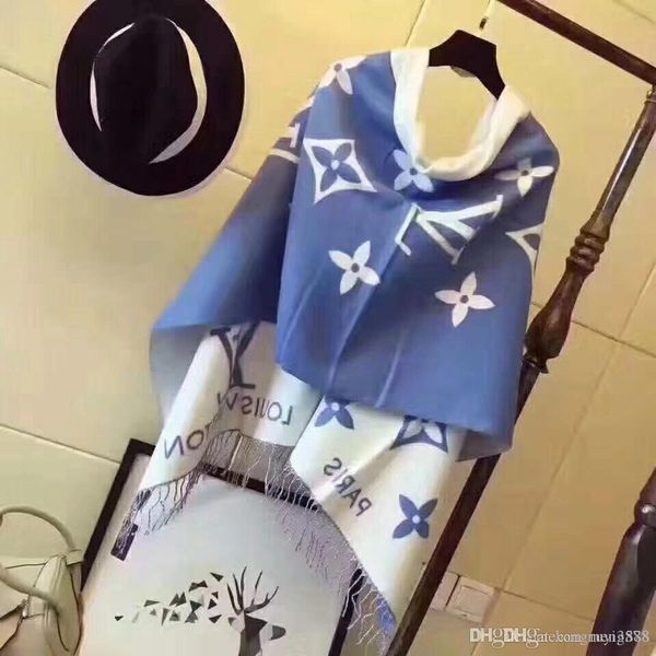 

Fa hion luxury 2019 brand carf letter pattern women carf winter wool ilk de igner carf hawl ladie warm carve hipping, Black;white