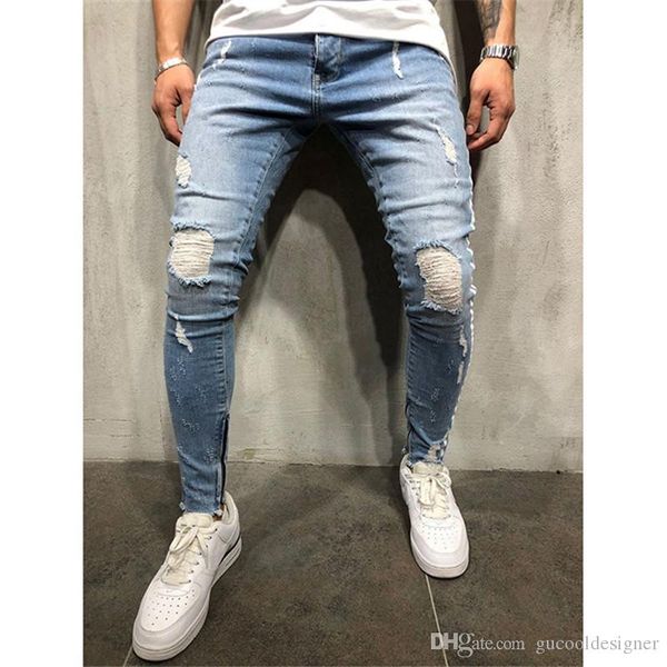 

лео иний distrressed mans джин мода дизайнеѬкие еѬедина алии мђжкие бѬки casual и, Blue