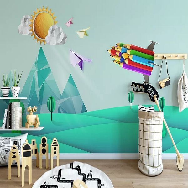 

custom large mural 3d wallpaper nordic modern cartoon abstract sun baby bedroom mural tv back wall decor deep 5d embossed