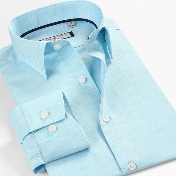 

smart five brand clothing 51% cotton 49% linen camisa social masculina shirts men long sleeve casual white men shirt sfl5t150, White;black