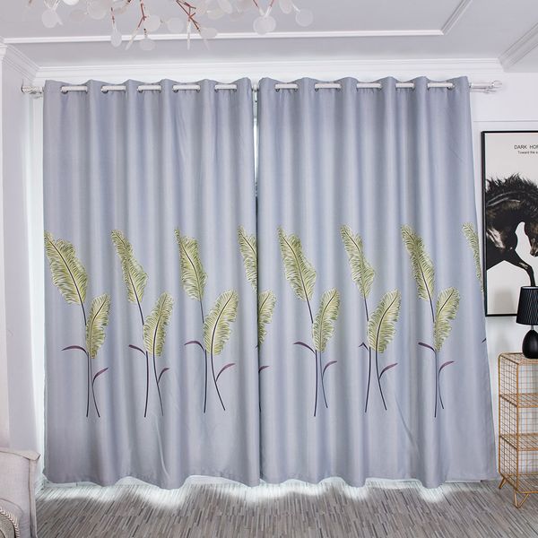 

ouneed banana leaf print blackout curtains home textiles modern tulle window treatment curtain for living room july9 rideaux