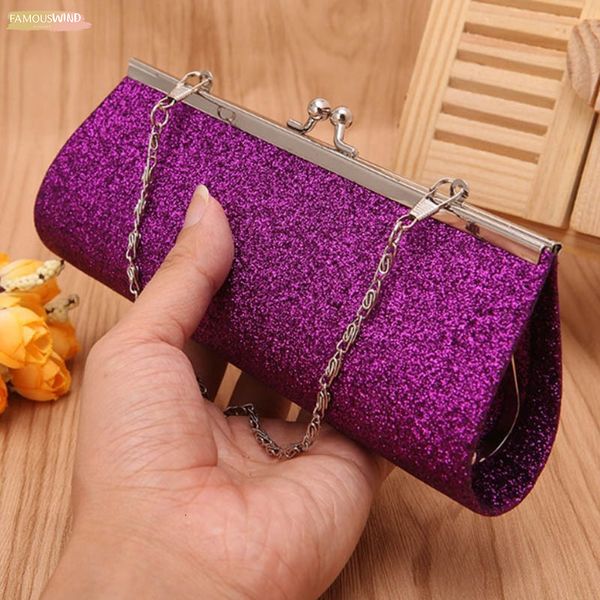 

women pvc glitter clutch purse evening party wedding banquet handbag shoulder bag purple