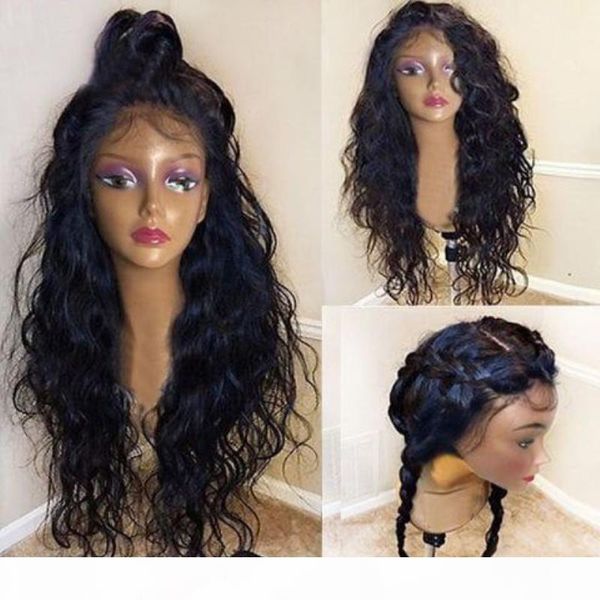

wet and wavy hair lace front wig with baby hair glueless virgin peruvian wet wavy full lace human hair wigs pre plucked hairline, Black;brown