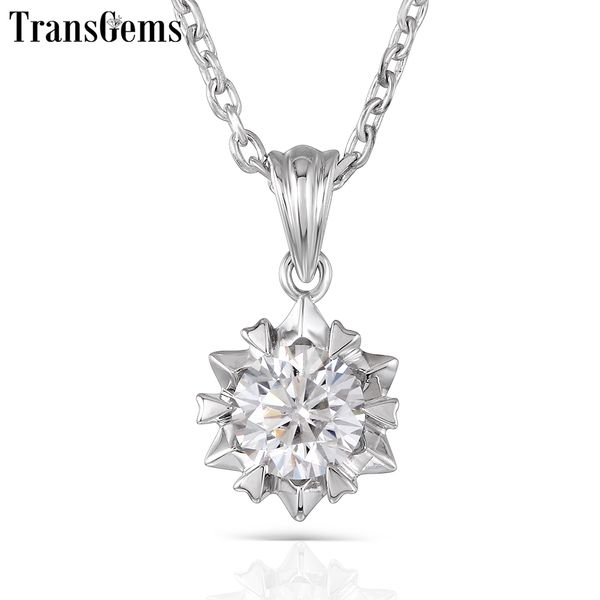 

transgems silver 1ct 6.5 mm h color moissanite кулон ожерелье для женщин свадебные подарки на день рождения y200620