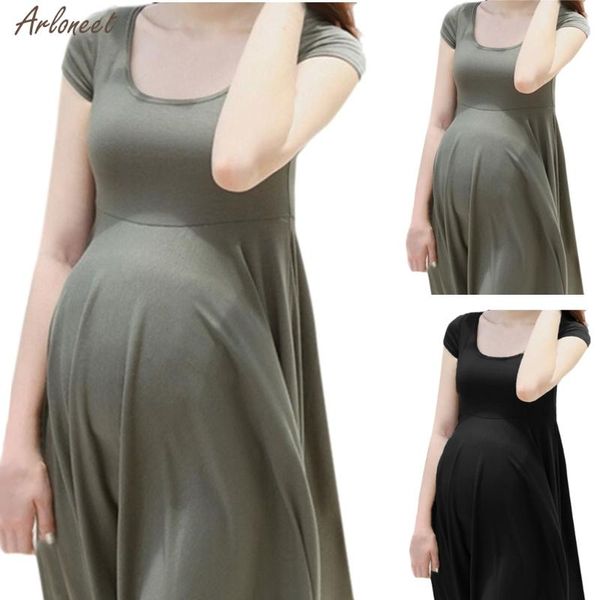 

women pregnant maternity nursing solid breastfeeding summer maternity dress mother dress clothing new fashion, White