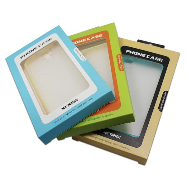 

30pcs/lot 9x16x1.5cm variety of colors kraft paper mobile phone case packaging boxes w/ hang hole for iphone 7 6 se galaxy s7 s6