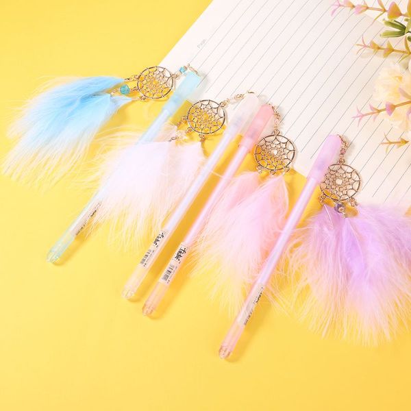 

0.5mm gel pen dreamcatcher feather pendant neutral pens crystal gel pen for kids gift school office supplies stationery