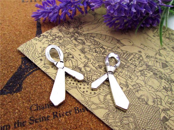 

36pcs tie charms antique silver tone tie charms pendants 39x10mm, Bronze;silver