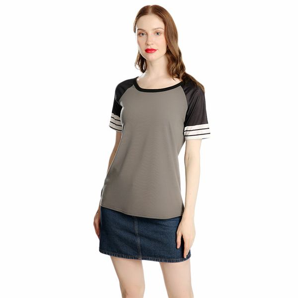 

лето женщины бег спорт мода повседневная рубашка t o шеи shotr рукава полосатой лоскутная женские топы, Black;blue