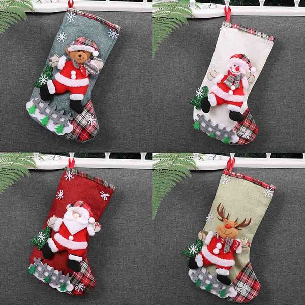 

christmas stocking gift bag noel reindeer santa claus snowman socks natal xmas tree candy ornament gifts decorations new year