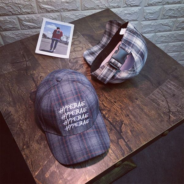 

personalized letters embroidered plaid baseball cap casual british wind wild men and women models cap tide visor b17403, Blue;gray