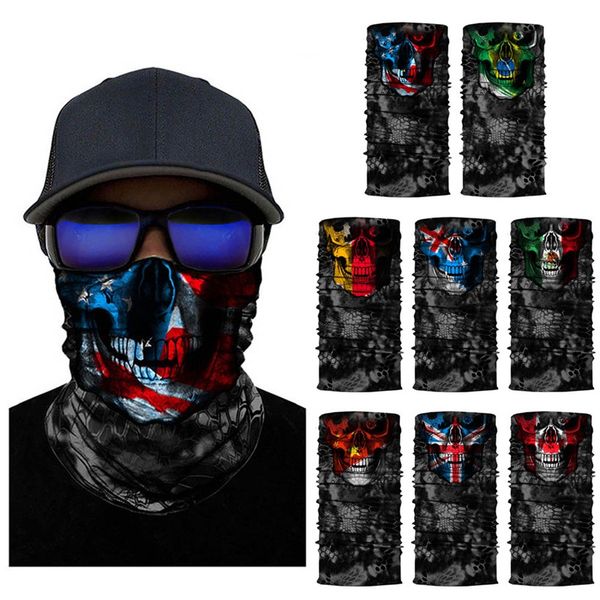 

men scarf halloween ride bandana women headscarf ski skull half face mask ghost scarf neck hiking scarves cuello balaclava masks, Black