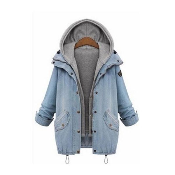 

two pieces a set suit large size coat jacket suitable for women fashion coats jackets denim style winter warm cardigan outerwear, Black;brown