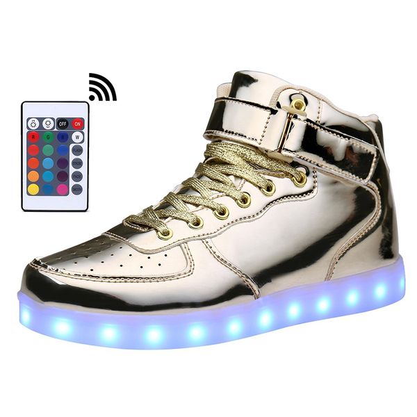 KRIATIV AdultKids Ricarica USB High Top LED Shoes Light Up Lampeggiante Sneakers Pantofole luminose luminose per BoyGirl Light Shoe