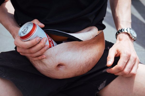 

hirigin fashion dad bag dad bod waist bags for phone case universal flesh colored beer fat belly fanny pack funny bags dadbag, Blue;gray