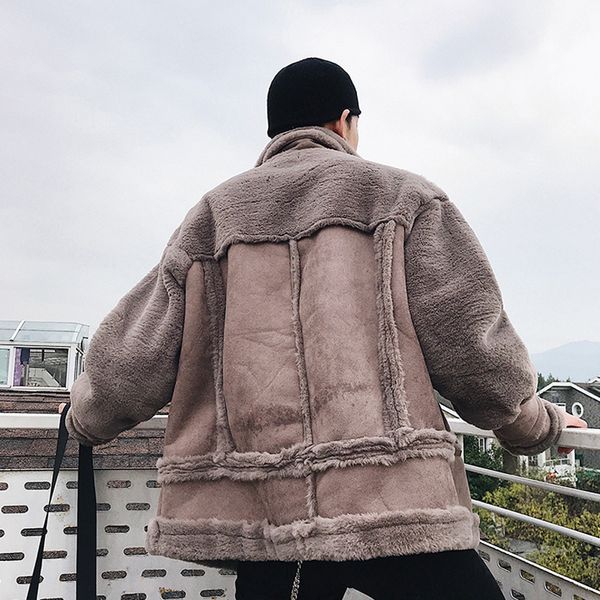 

2019 handsome young mens fur lined coats outerwear winter plus size xxl punk style mens faux fur coat velvet overcoat male a340, Black