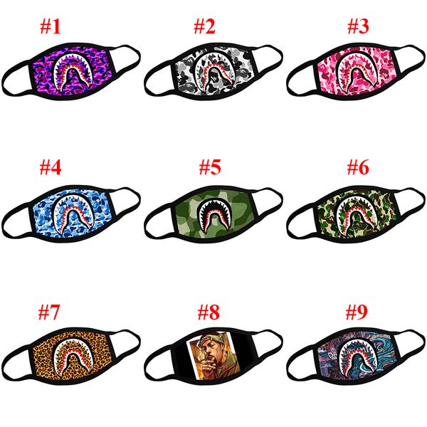 

Fashion Unisex Camouflage Shark Face Mask Designer Mouth-muffle Black Face Masks Camouflage Protector Cycling Mask Scary Masks DHL Shipping