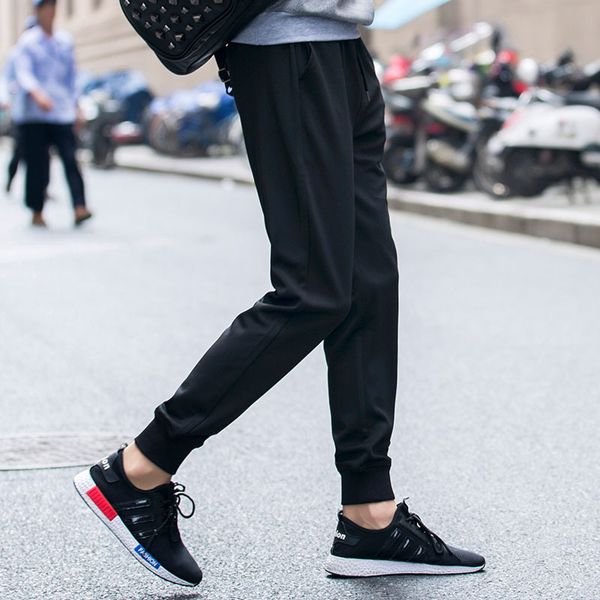 

мрмт 2019 мужские мужские брюки весна и осень свободного покроя брюки шаровары приталенный ноги, Black