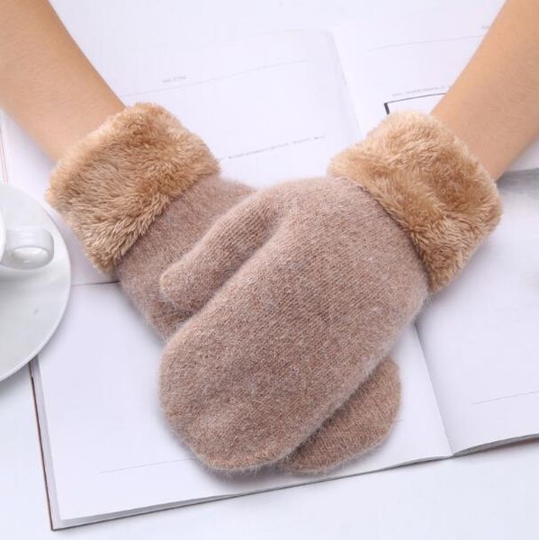 

women' autumn winter imitation cashmere thicken warm mitten female fleece lining winter riding mitten r1259, Blue;gray